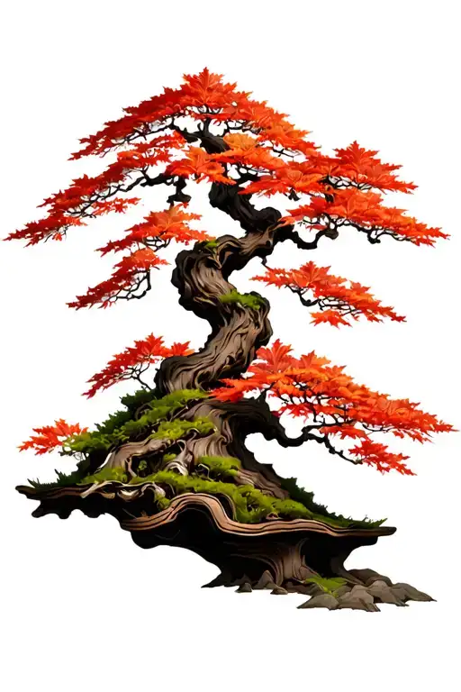 bloodgood Japanese maple bonsai tree in fall tattoo design idea