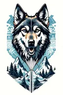 All the right arm. Mountain, paragliding, wolf dog, hieroglyph, gear, steampunk, riceieres, waterfalls tattoo design idea