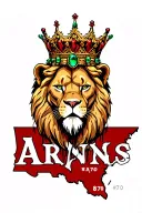 bloody Leo with green jewel Crown inside of the state of Arkansas. Numbers 870 Old English font down below it. tattoo design idea