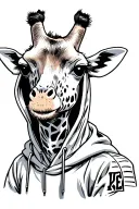 giraffe wearing hoodie tattoo design idea