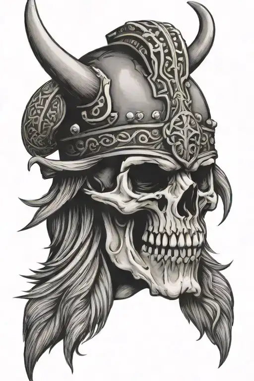 Viking skull with bear head tattoo design idea