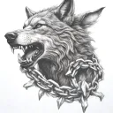 fenrir breaking his chains wrapped tattoo design idea