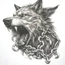 fenrir breaking his chains wrapped tattoo design idea