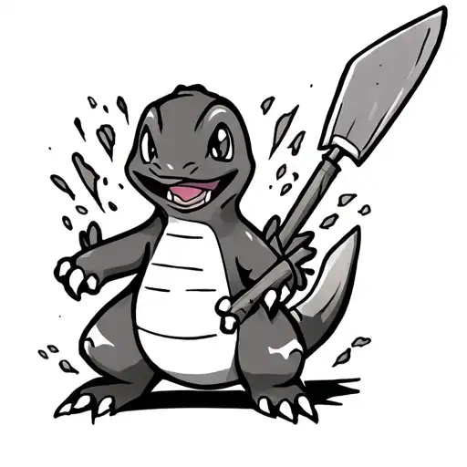 Charmander with shovel  tattoo design idea