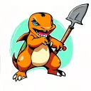 Charmander with shovel  tattoo design idea