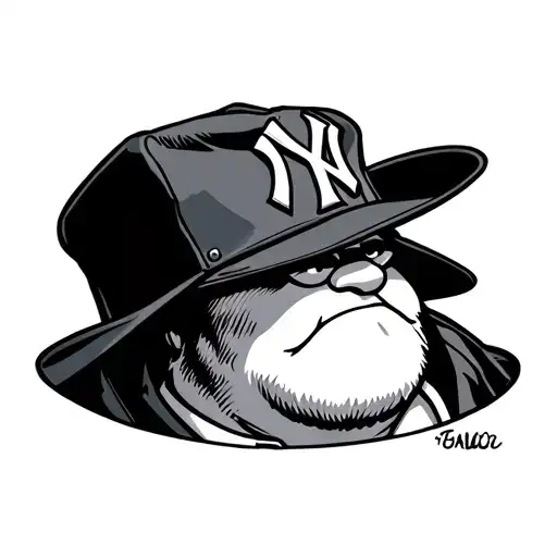 peter griffin with a yankee hat tattoo design idea