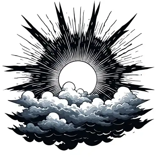Clouds And Sun Rays tattoo design idea