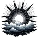 Clouds And Sun Rays tattoo design idea