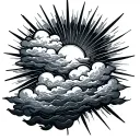 Clouds And Sun Rays tattoo design idea