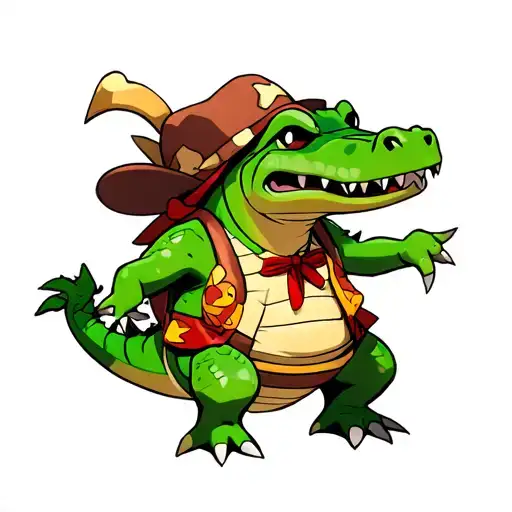 Tony Tony chopper dressed as crocodile from one piece with giritina  tattoo design idea