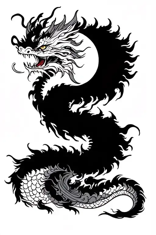 dragon moon cloud tattoo design idea