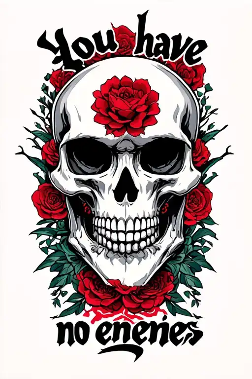 "You have no enemies" Neo tradi japanese style, no skull tattoo design idea
