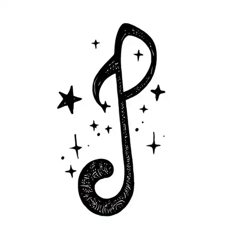 key of g music note with stars tattoo design idea