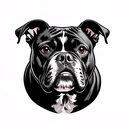 fine line silhouette American bully dog tattoo design idea