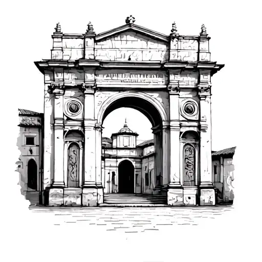 Arc de Santa Catalina in Antigua Guatemala Surroused tattoo design idea