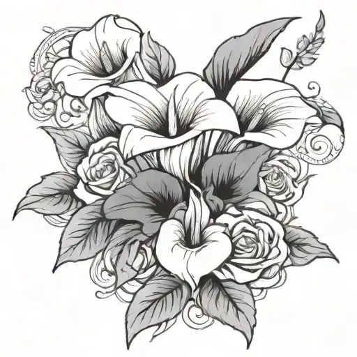 calla lily and roses   tattoo design idea
