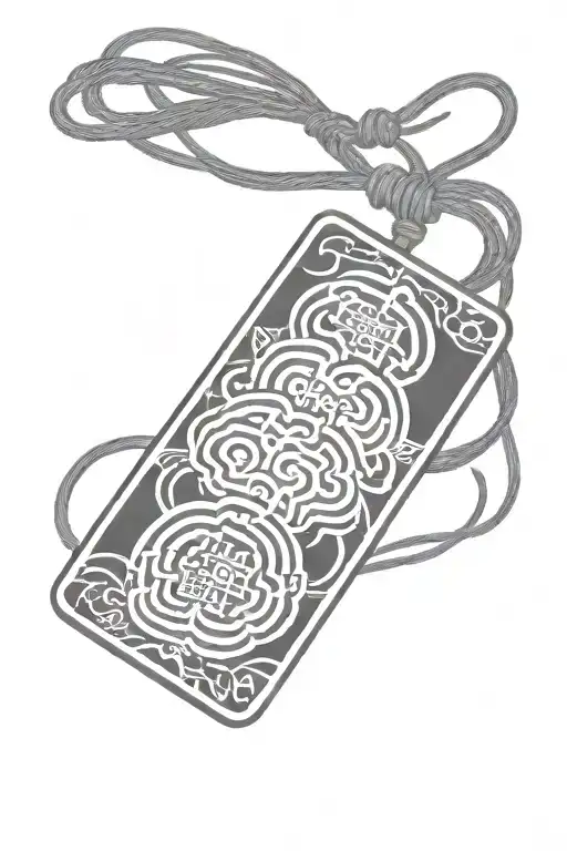 the tip of a japanese pagoda perspective  third dimension coming out from emtpy blank white rectangular omamori tattoo design idea