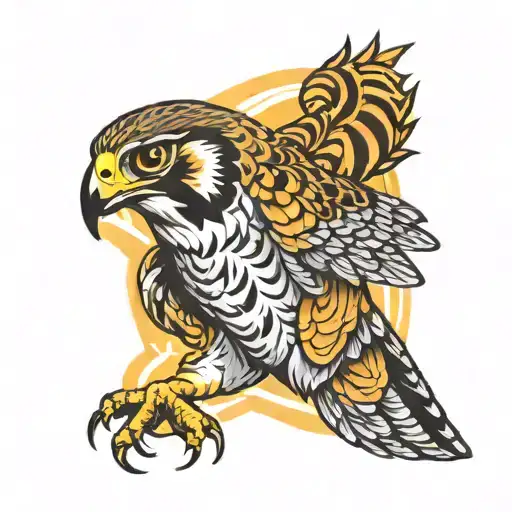 peregrine falcon tiger wild life  tattoo design idea