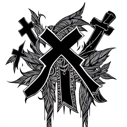puerto rican tribal with crosses  tattoo design idea