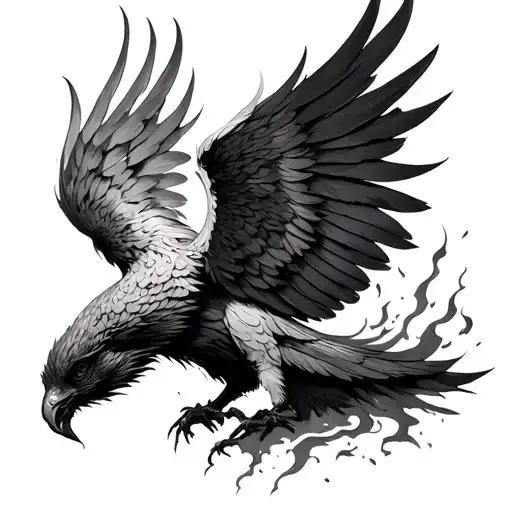 phoenix rising from ashes tattoo design idea