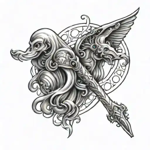 a tattoo of the zodiac signs of Aquarius and Gemini together. tattoo design idea