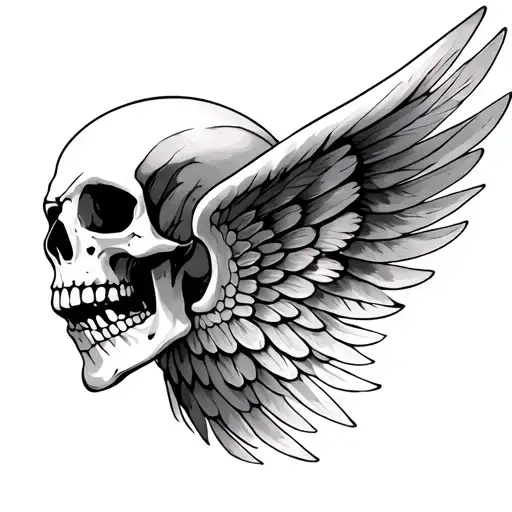 pretty skeleton back wing tattoo design idea