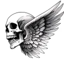 pretty skeleton back wing tattoo design idea