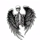 pretty skeleton back wing tattoo design idea