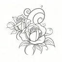  The Phantom of the Opera with musical notes floating, one rose and mask tattoo design idea