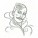  The Phantom of the Opera with musical notes floating, one rose and mask tattoo design idea