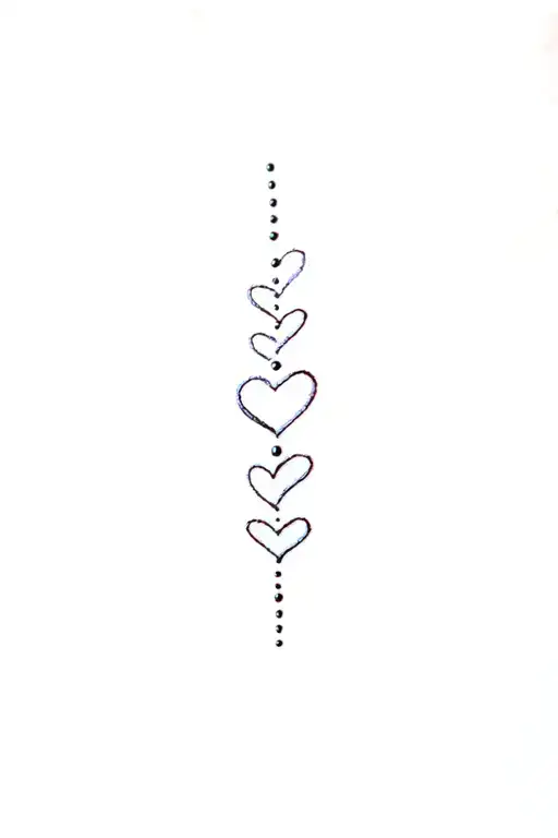 heart and dots fine line spine  tattoo design idea
