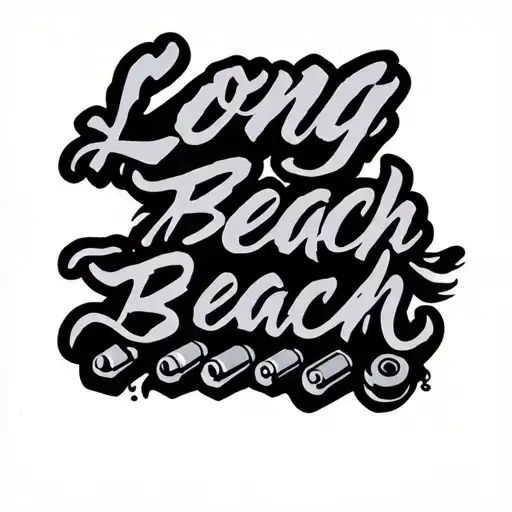 Long Beach w bullets text tattoo design idea