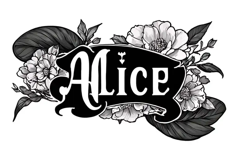 Name "Alice" in honor to my grandmother and neice tattoo design idea