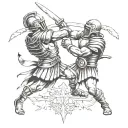 gladiator fighting tattoo design idea
