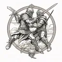 gladiator fighting tattoo design idea