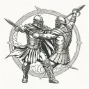 gladiator fighting tattoo design idea