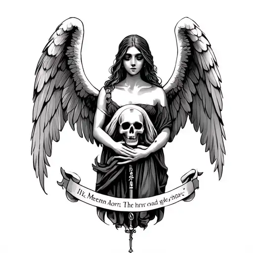 fallen angel with the frase memento mori for the inner forearm tattoo design idea