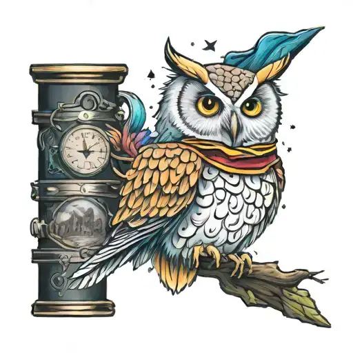 vibrant harry potter tattoo with hedwig the owl tattoo design idea