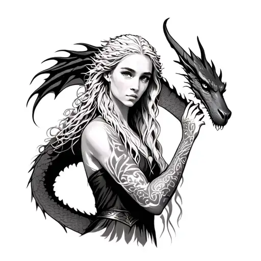 daenerys with dragon behind her back arm tattoo tattoo design idea