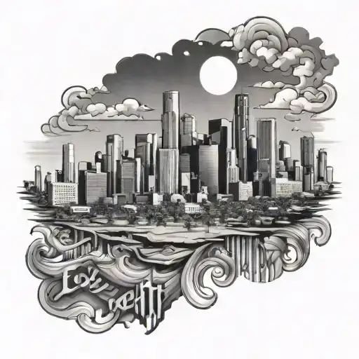 Los Angeles skyline tattoo design idea