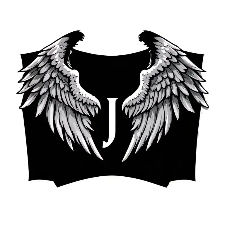 "JJ" angel wings tattoo design idea