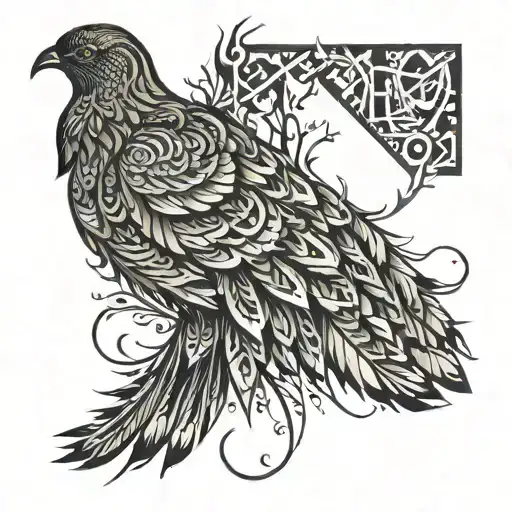 phoenix bird feathers tattoo design idea