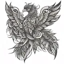phoenix bird feathers tattoo design idea