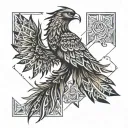 phoenix bird feathers tattoo design idea