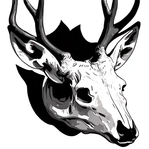 deer skull soft shading tattoo design idea
