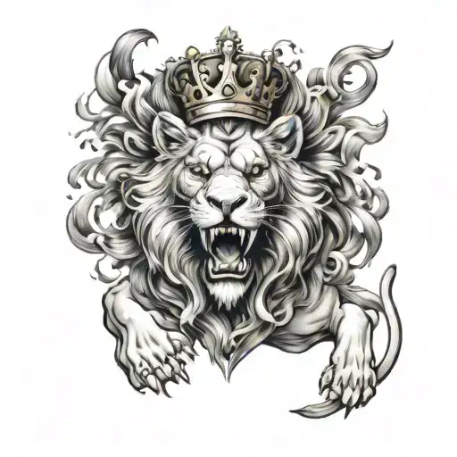 Hisoka mixed with a lion wearing a crown tattoo design idea