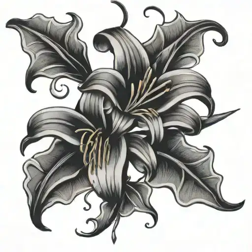 lily flower vines hanging tattoo design idea