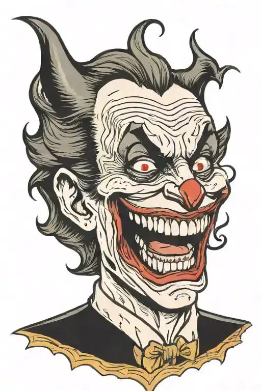 Batman laughing joker face tattoo design idea