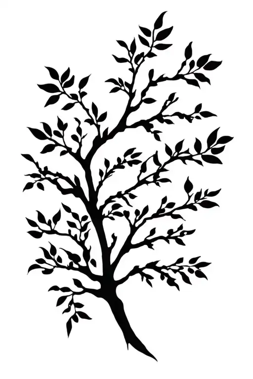 blackout plant and tree branch sleeve tattoo tattoo design idea