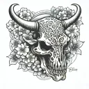 hot rod, bull skull, cherry blossoms tattoo design idea